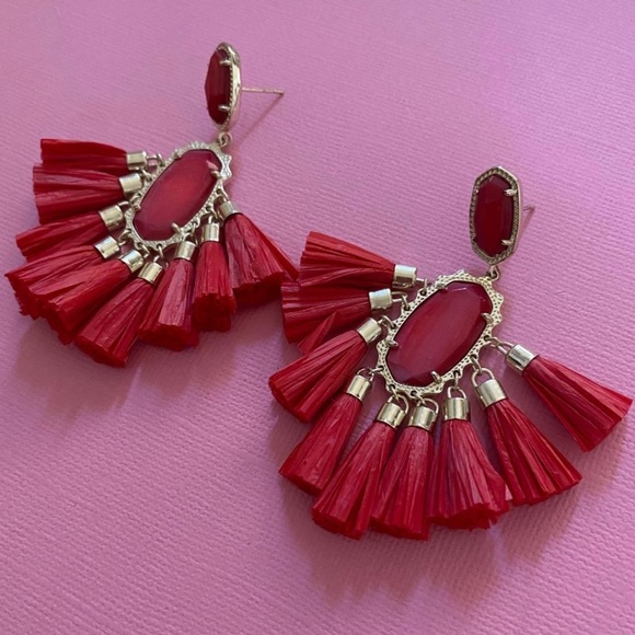 Red Dangly Earrings - Picture 2 of 2
